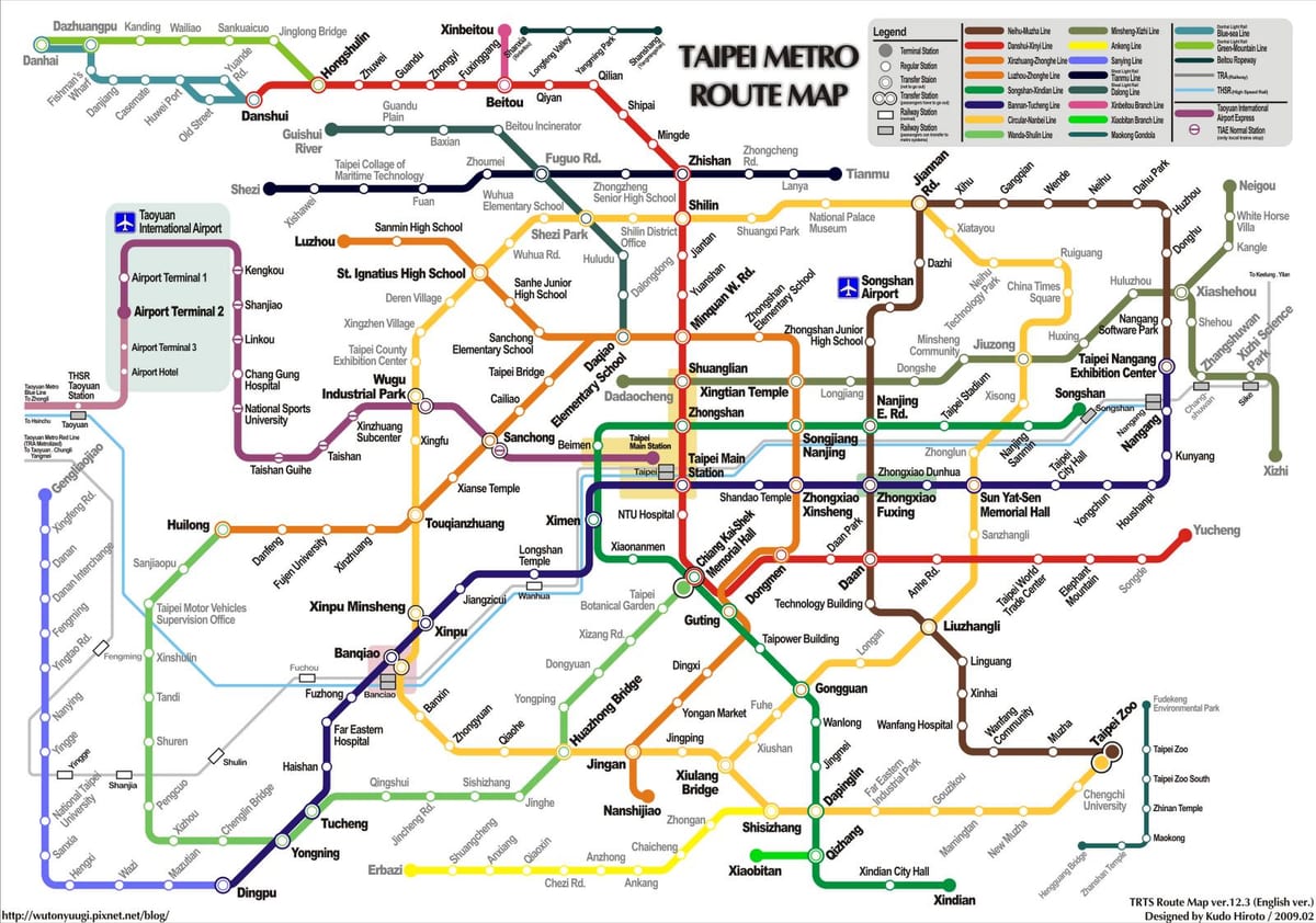 metro Тайбэя xəritə