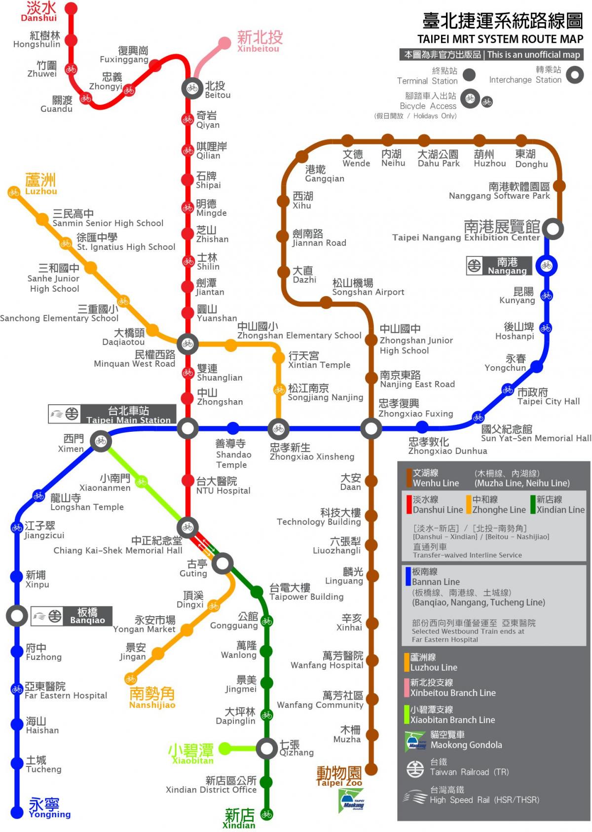 stansiya sürətli dəmir yolunun Taipei xəritə