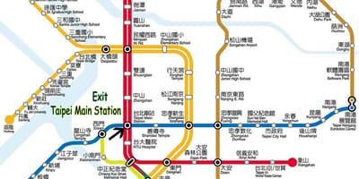 Əsas Taipei dəmir yolu vağzalı xəritə
