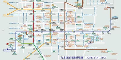 Metro xəritəsi Тайбэя görməli yerləri ilə
